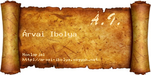 Árvai Ibolya névjegykártya