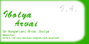 ibolya arvai business card